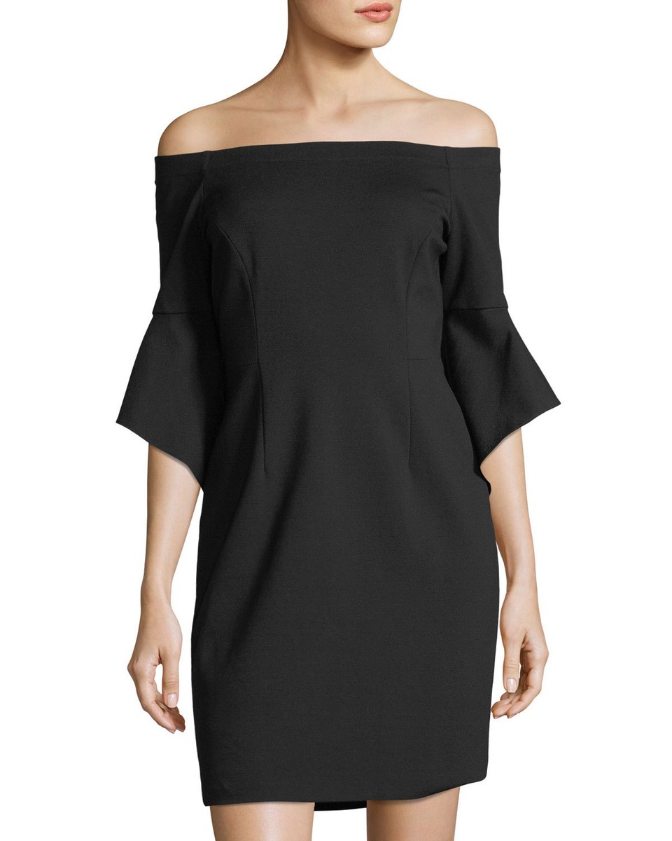 tahari off the shoulder dress Tahari Women's Size 8 Black Ponte Off-the-Shoulder Dress