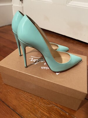 Christian Louboutin レア ミントグリーン 型押し パンプス Miss Z - 100 mm Pumps - Laminated calf leather - Iceberg - Women