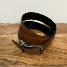 Men's Reversible Leather Belt Black to Medium Brown Size 42