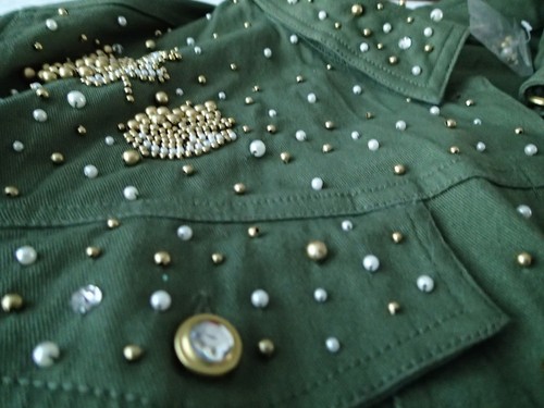 quacker factory SZ 2X BLING, OLIVE GREEN COTTON BLEND ZD - Picture 5 of 10