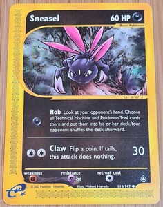 Sneasel # 110/147 (Sniebel) Common Aquapolis 2003 Pokemon Englisch Mint Vintage