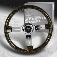 W-power 14 Forged Gold Carbon Fiber 6-hole 3-spoke Chrome Center Steering Wheel