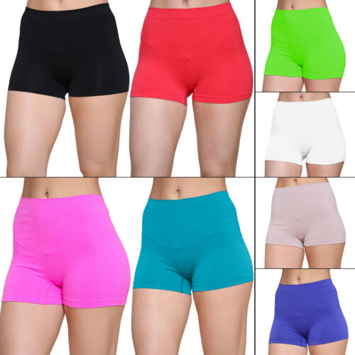 Pack Of 3 Womens Ladies Plain Underwear High Waist Stretch Boxer Shorts Lot New - Picture 1 of 18