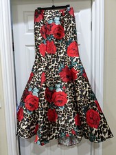 Leopard & Roses - Retro long flute skirt with train - New with tags - Size 7