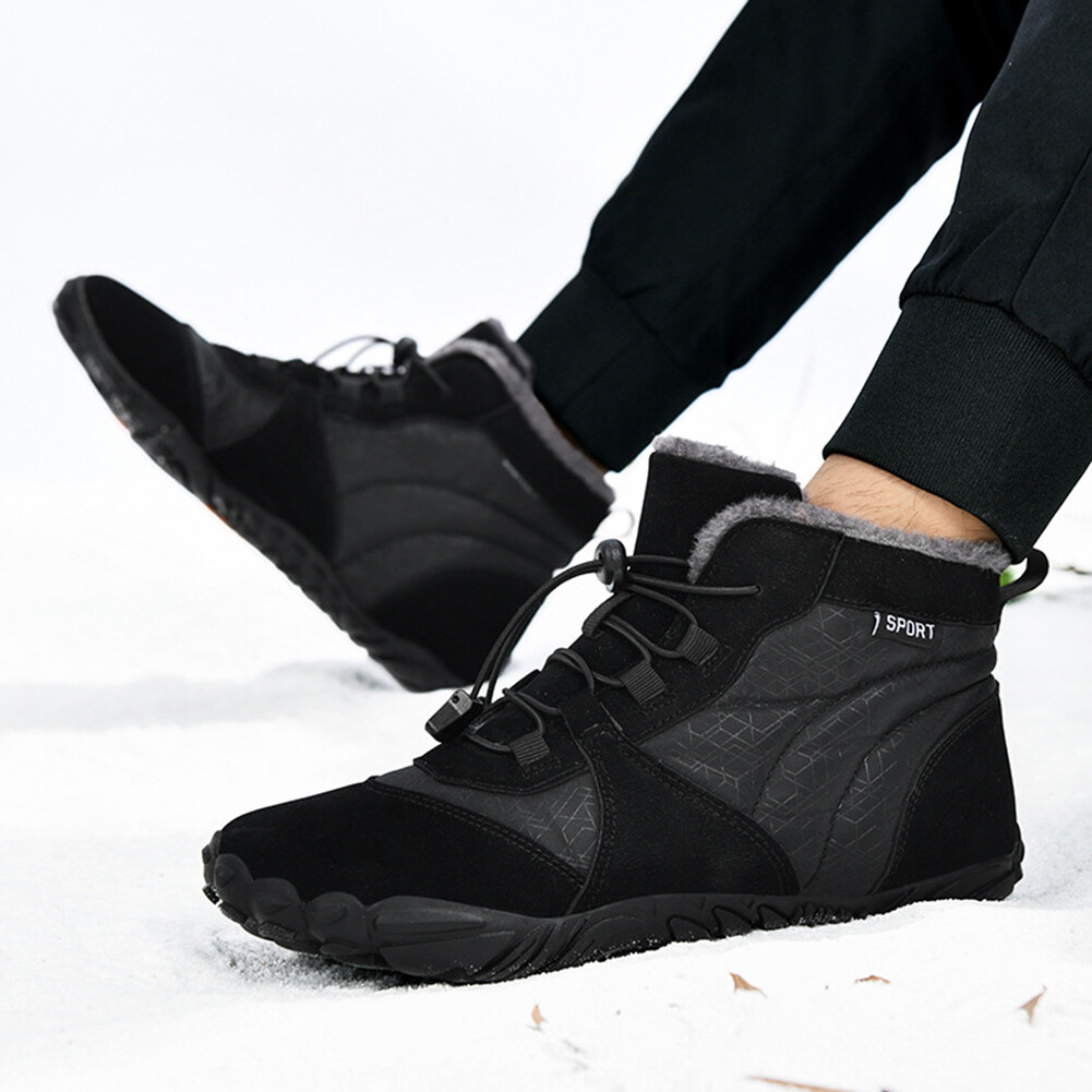 SAOLA Women Men Plush Hiking Boots Non Slip Warm Sporting Shoes Winter Barefoot Boots