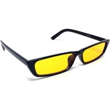 Retro Rectangle Sunglasses Yellow Lens Fashion Trendy Small Frame Women Street
