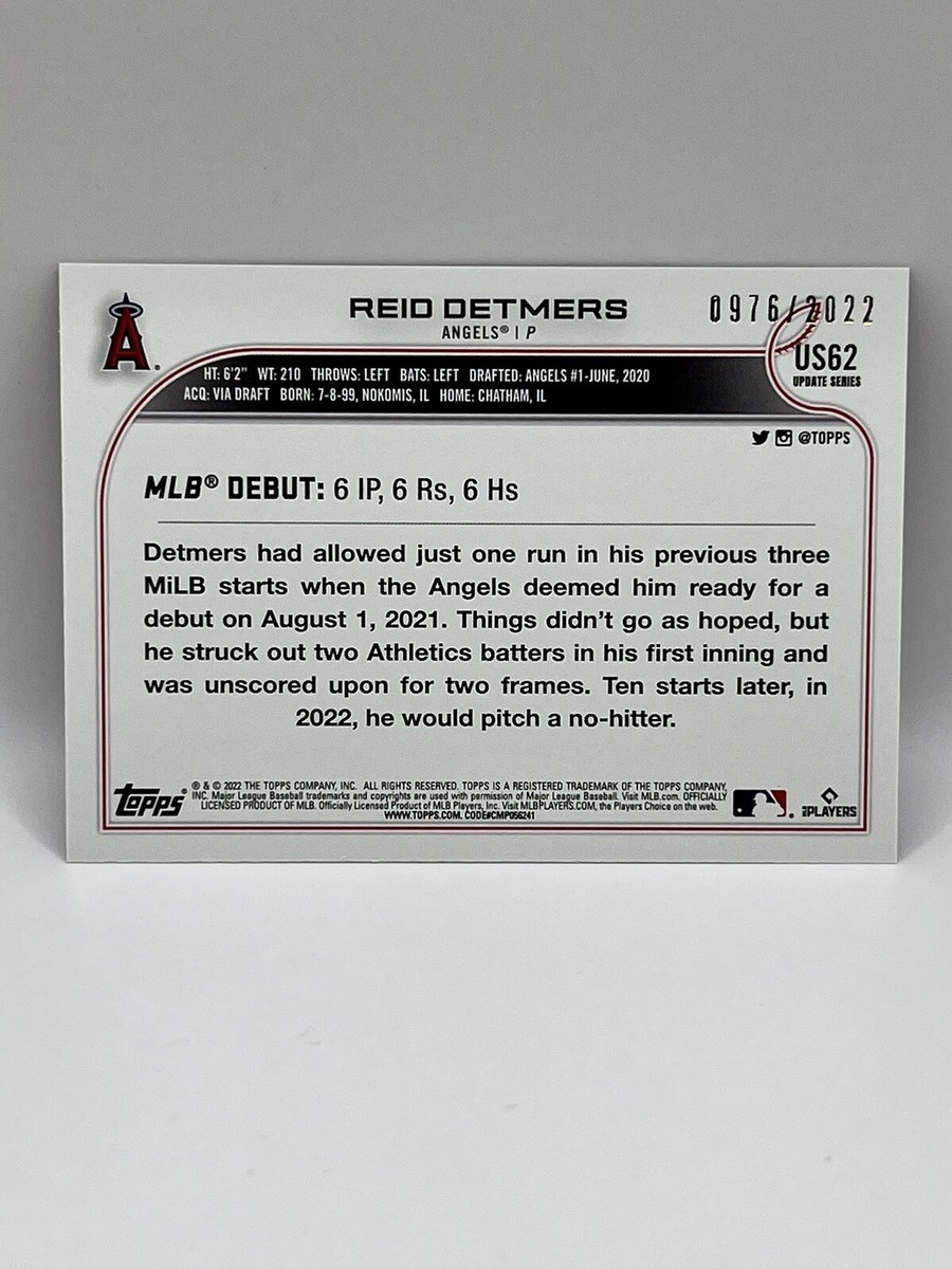 2022 Topps Update REID DETMERS RC Gold 0976/2022 Rookie Debut