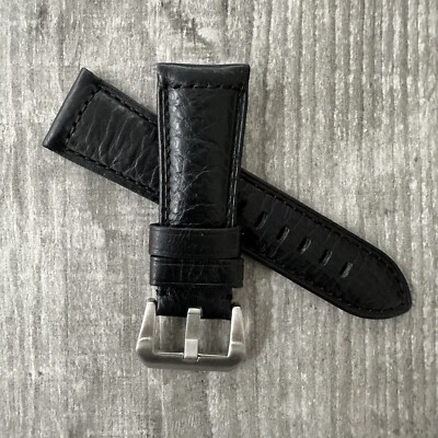 Bracelet De Montre En Cuir Noir De 26Mm Pour OFFICINE PANERAI PAM - Photo 1/4