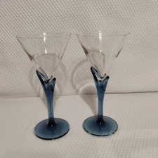 Luigi Bormioli Courvoisier Cognac Blue Stem Cocktail Glass, Set Of 2