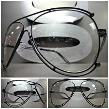 OVERSIZED CLASSIC VINTAGE RETRO Style Clear Lens EYE GLASSES Large Black Frame