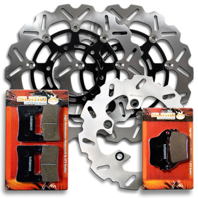Front + Rear Brake Rotors + Pads for Suzuki GSX-R 1000 (K9/L) [2009 2010 2011]