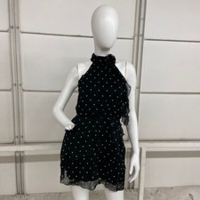 ANTHROPOLOGIE Halter Rosette Mini Dress Women's Size XSP Black Motif
