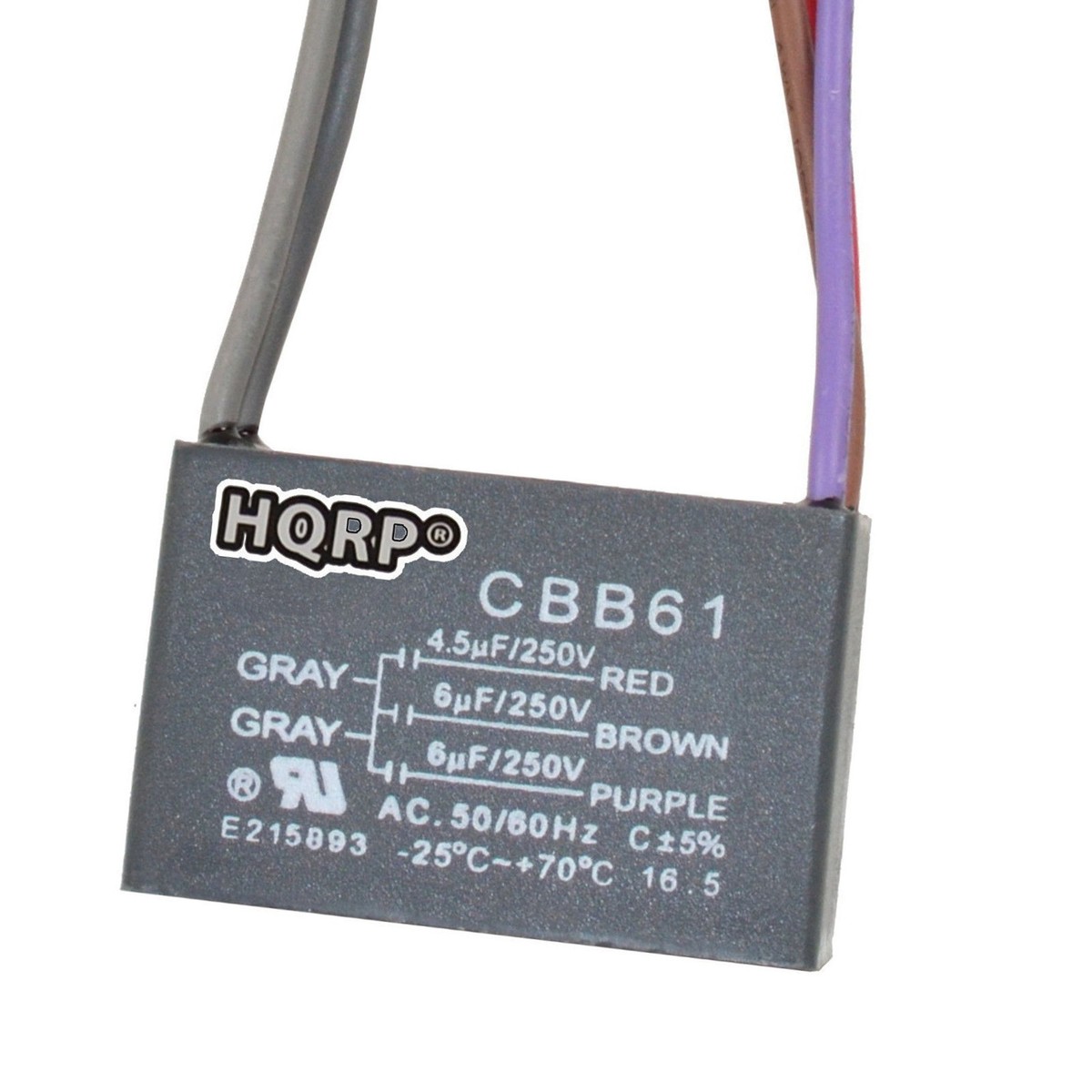 HQRP Ceiling Fan Capacitor 4.5uf+6uf+6uf 5-Wire - Replacement For Harbor Breeze Fans