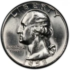Washington Silver Quarter 1958 PCGS Graded 90% Silver Uncirculated 25c Coin lot