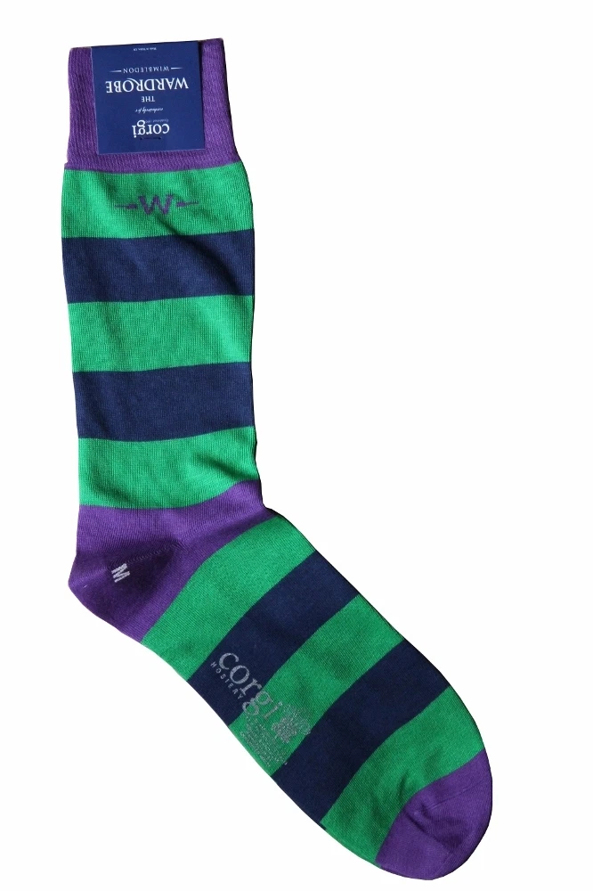 Corgi Sock Wimbledon green stripe cotton blend