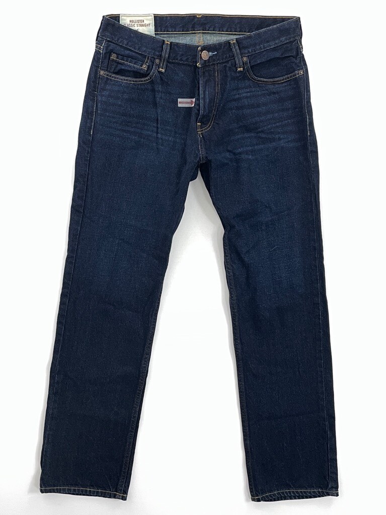 Hollister Mens Classic Straight Jeans Blue 5 Pocket Dark Hollister Mens Classic Straight Jeans Blue 5 Pocket Dark