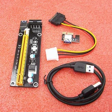 USB 3.0 Pcie PCI-E Express 1x To 16x Extender Riser Card Adapter Power Cable