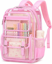Large Clear Backpack Transparent Heavy Duty School PVC Bookbag See through Bag B