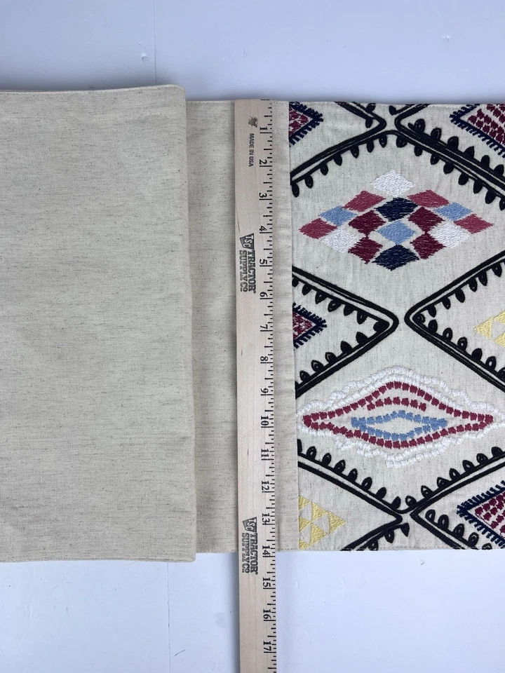 Threshold Embroidered Table Runner Cream Brown Red Boho 14 in. x 72 in. - Image 4 of 4
