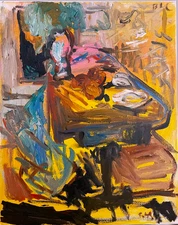 Fauvism Interior Still Life Oil Painting Gothic Original 16x20 Signed Canvas