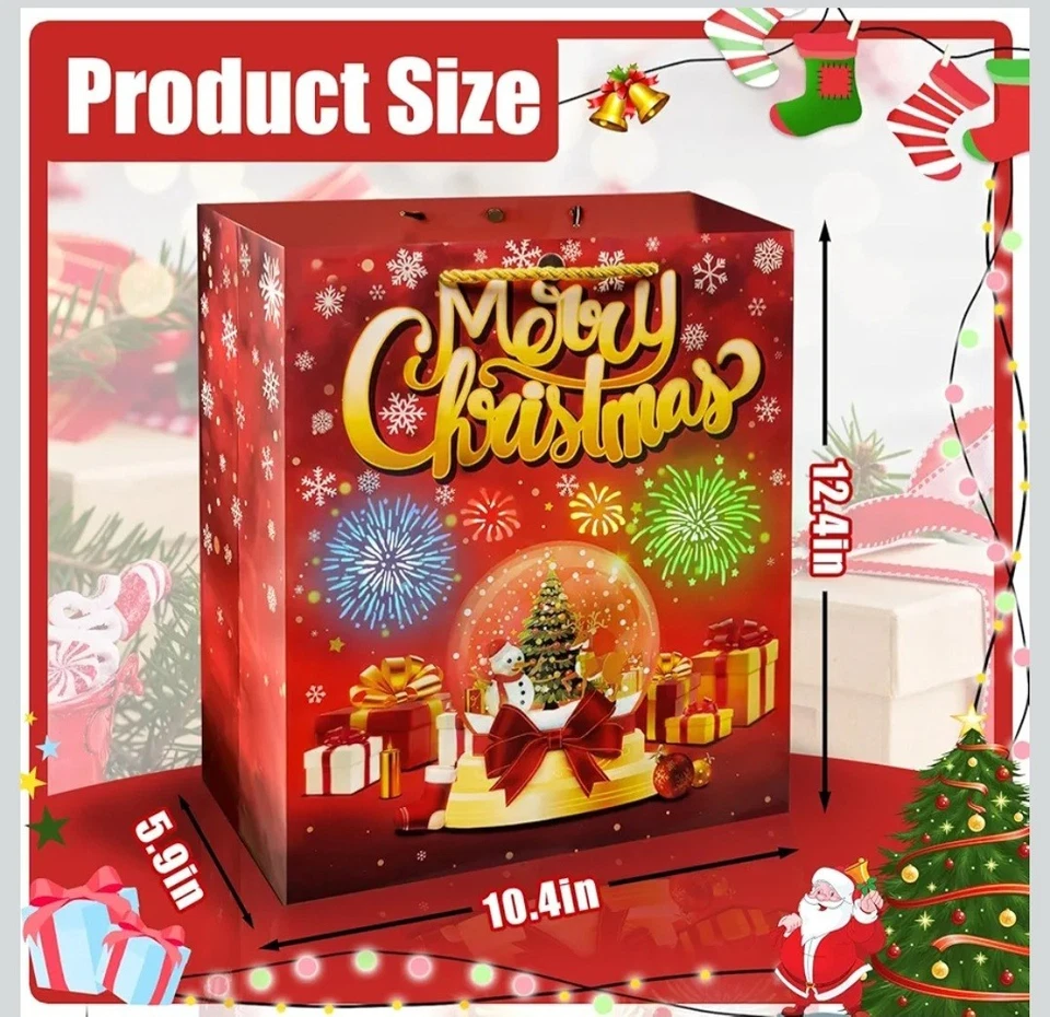 Christmas gift bag, light fireworks and cheer music with shopping handle - Image 2 of 3