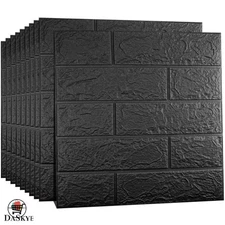 10 PCS Black 3D Wall Panels - Waterproof Peel & Stick Wallpaper for Modern Decor