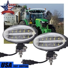 Oval Cab Led Work Light Headlights For Kubota Tractor John Deere 6000r Series 2x
