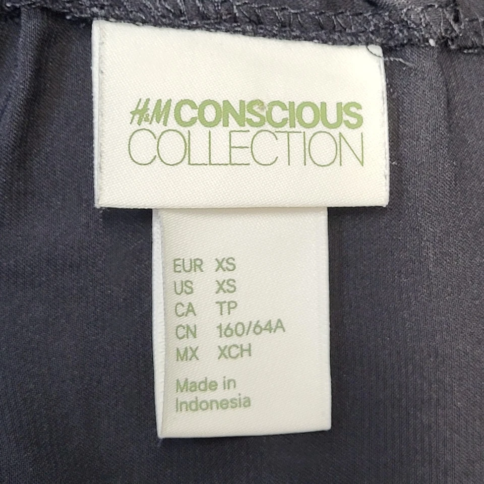 H & M Concious Collection Diagonal Tiered Maxi Skirt Black Uk Size XS - Image 4 of 4