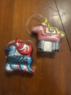 IKEA VINTERFINT Hanging Glass Horse Animal Ornaments Set of 2