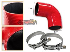 Manguera acopladora de codo de 90 grados de silicona roja 2,75" 70 mm + abrazaderas de perno en T CH