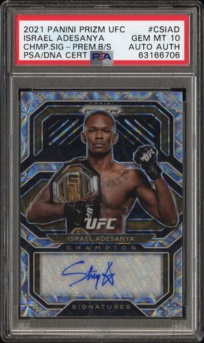 Israel Adesanya /11 Auto Championship Signatures PSA 10 GEM MINT 2021 Prizm UFC