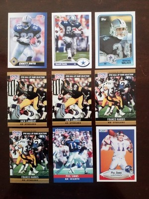9 card lot Emmitt Smith (Score) Hershel Walker (Topps) Franco Harris (ProSet) 