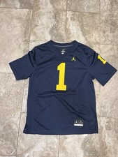 Michigan Wolverines x Jordan Men s Blue 1 Football Jersey - Large
