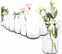 12 GroßE Elegante Glasvasen 20Cm Deko Vasen Set Tischvasen Blumenvase Vase Glas