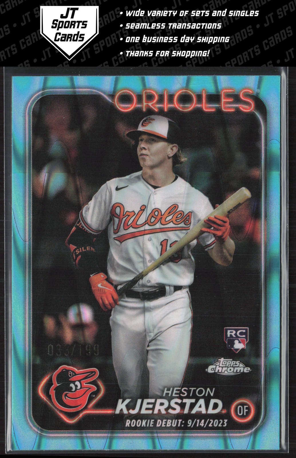 2024 Topps Chrome Update Heston Kjerstad USC120 RD Aqua RayWave Refractor /199