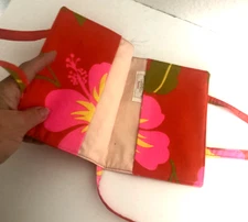 New Tropical Hibiscus Fabric Paperback Book CARRIER CASE COVER Pink Orange Bag