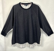 Tommy Hilfiger women's oversized dark gray sweatshirt with Striped Back
