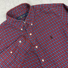 Polo Ralph Lauren Shirt Mens Large Red Blue Plaid Button Down Pony Long Sleeve