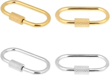 4 Pcs Small Locking Carabiner Screw Lock Carabiner Brass Screw Lock Clip Oval Lo