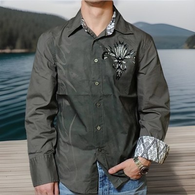 rebel spirit dress shirts Rebel Spirit XL dress shirt Vintage Goth Rocker Biker Rhine Stone Crown