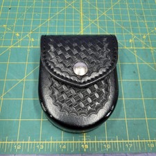 Safariland 90H 18 13 Black Basketweave Chrome Snap Belt Pouch Handcuffs Case