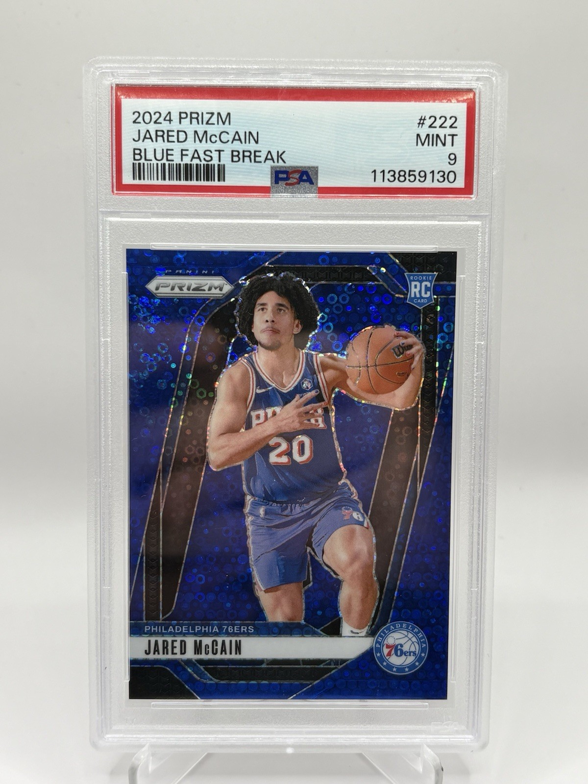 2024-25 Panini Prizm - Jared McCain #222 Blue Fast Break Prizm /150 (RC)