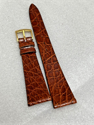 Genuine Crocodile Watch Strap 20 /14 Shiny Brown Extra Thin 7.5'' MADE IN ITALY