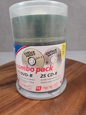 Office Depot COMBO PACK 25-CD-R/75 DVD+R DISCS FOR RECORDING DATA and VIDEO NEW