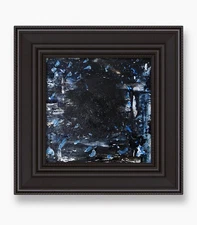 Dark Matter Abstract Painting - Masculine Cosmic Texture Framed Wall Art Gift 6”