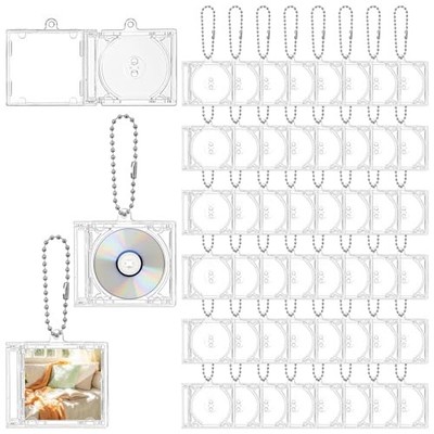 48 Pcs Mini Cd Keychain Album Cases Plastic Cd Cases Clear DVD