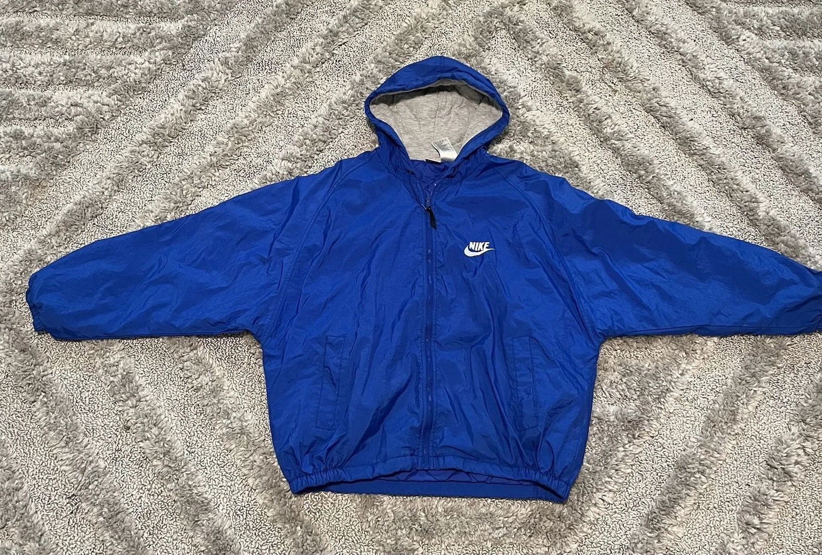 Vintage Nike Jacket Mens Large Blue Quilted Windbreaker Coat Zip Up 90’s