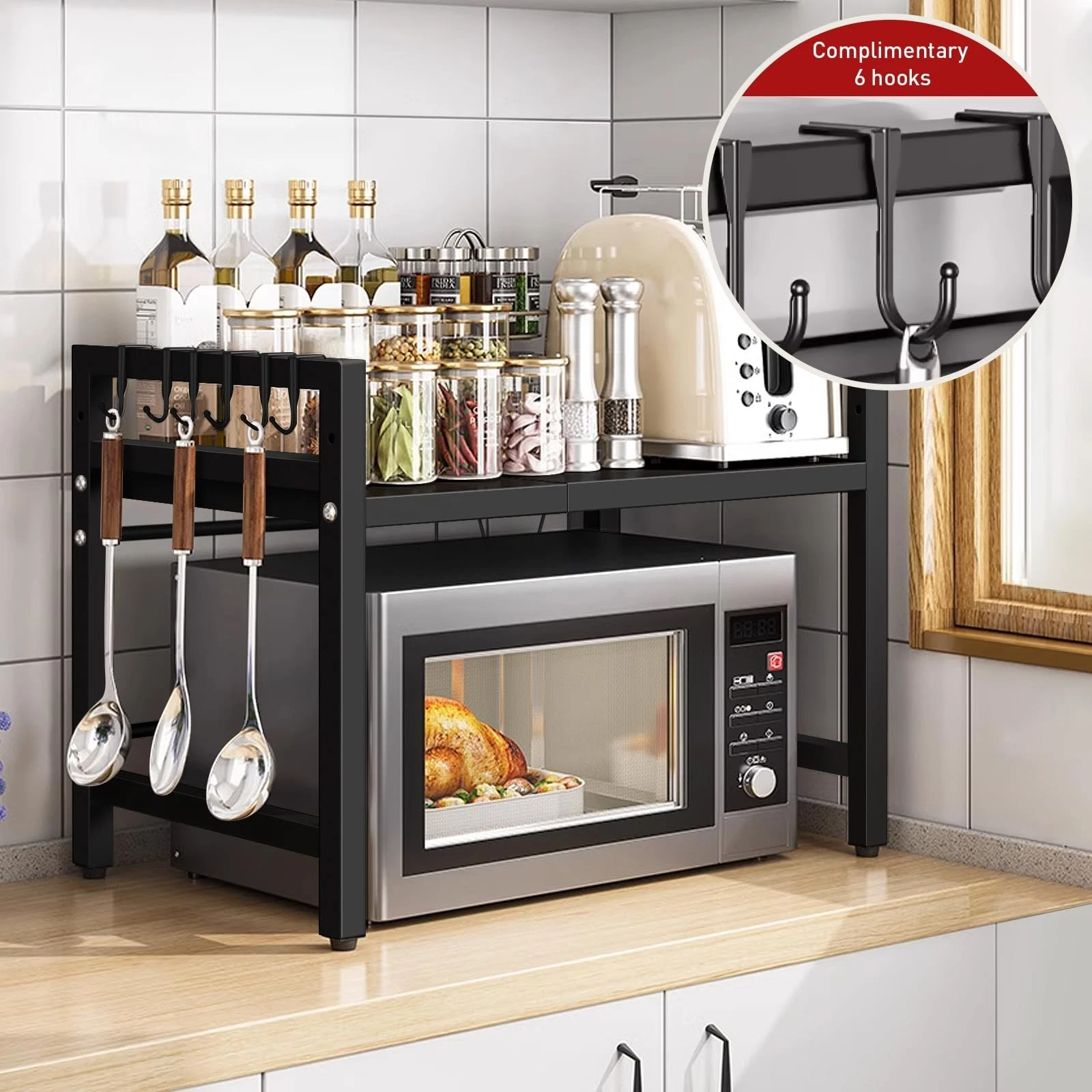 Expandable Microwave Shelf Organizer 42-64cm, Rust & Moisture Proof