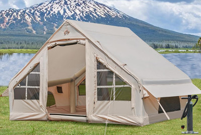 Inflatable Tents for Camping with Stove Jack, 2/4/6/8 Person Easy Setup Blow up 