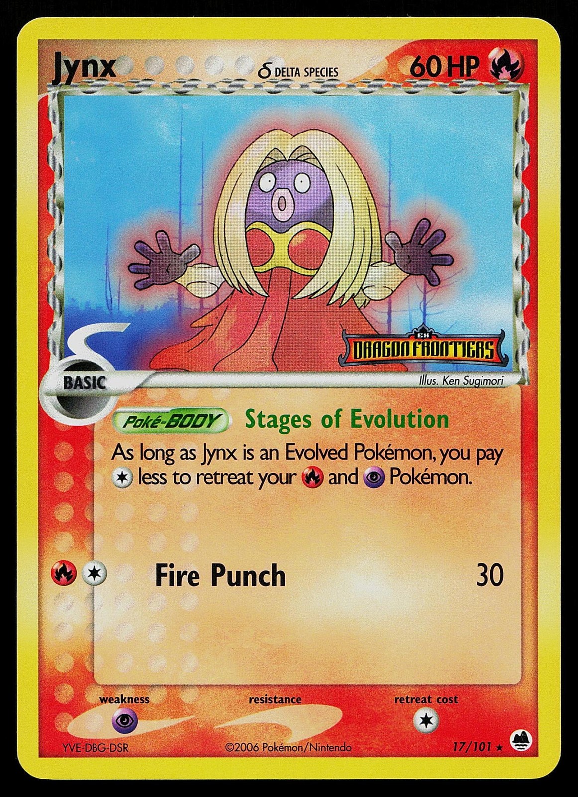 Pokemon Card - Jynx Dragon Frontiers 17/101 Reverse Holo Stamped